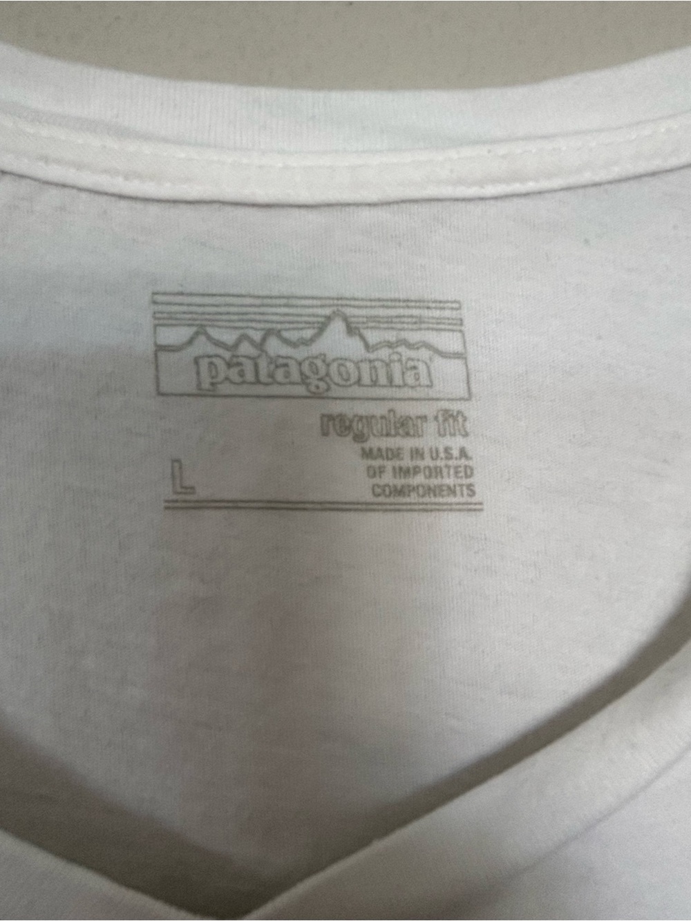 Patagonia White V-Neck Tee with Bird Graphic - Picture 3 of 4